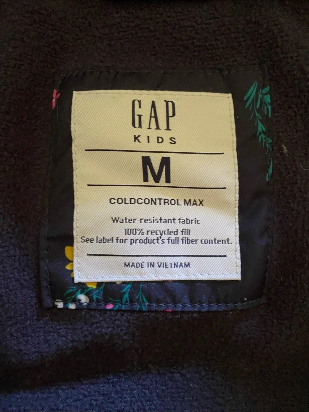 GAP Kids Girls Navy Floral Cold Control Max Puffer Jacket with Hood Size M